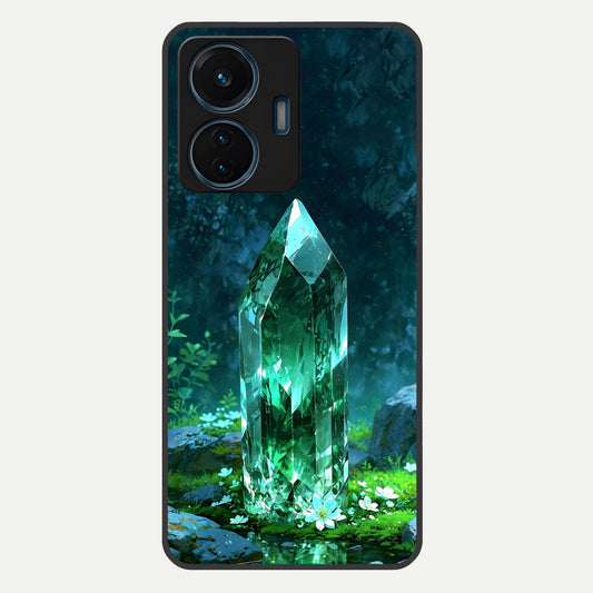  Emerald Light Crystal Glass Case For iQOO Z6 Lite 5G back cover – full design glossy printed glass finish