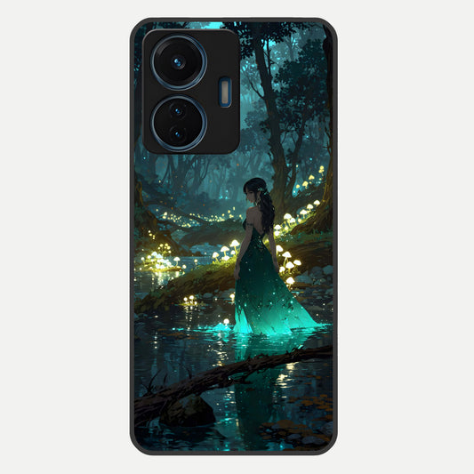  Enchanted Forest Glow Glass Case For iQOO Z6 Lite 5G back cover – full design glossy printed glass finish