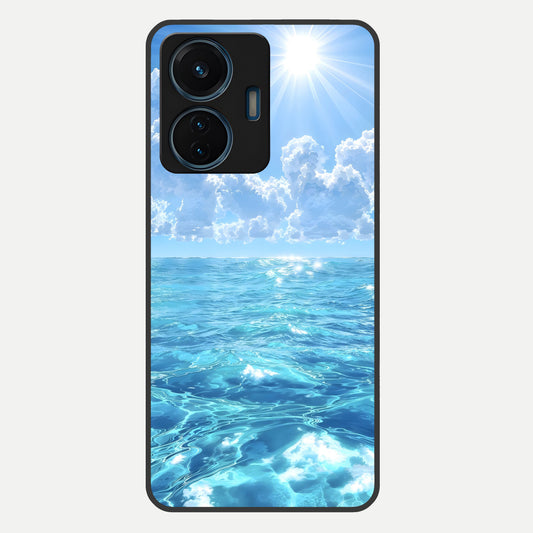  Endless Ocean Horizon Glass Case For iQOO Z6 Lite 5G back cover – full design glossy printed glass finish