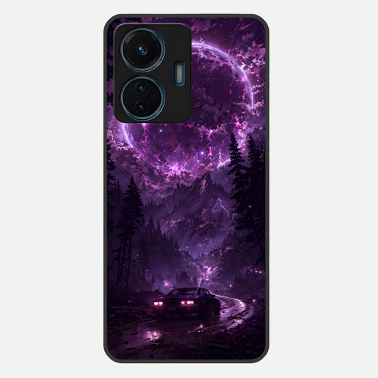  Eternal Cosmic Drive Glass Case For iQOO Z6 Lite 5G back cover – full design glossy printed glass finish
