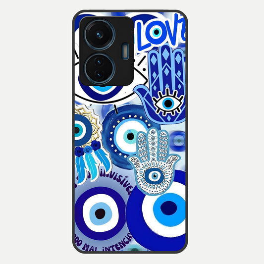  Evil Eyes Dream Glass Case For iQOO Z6 Lite 5G back cover – full design glossy printed glass finish