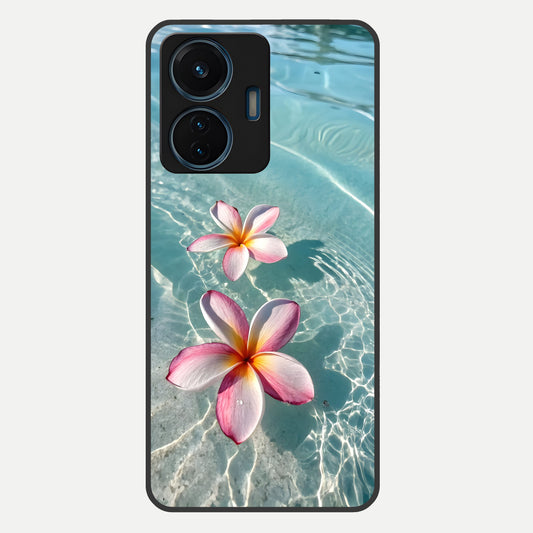  Floating Bloom Bliss Glass Case For iQOO Z6 Lite 5G back cover – full design glossy printed glass finish