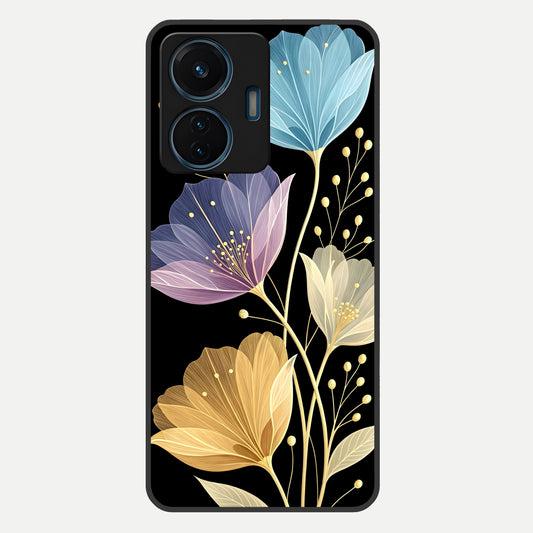  Flower Bloom Glow Glass Case For iQOO Z6 Lite 5G back cover – full design glossy printed glass finish