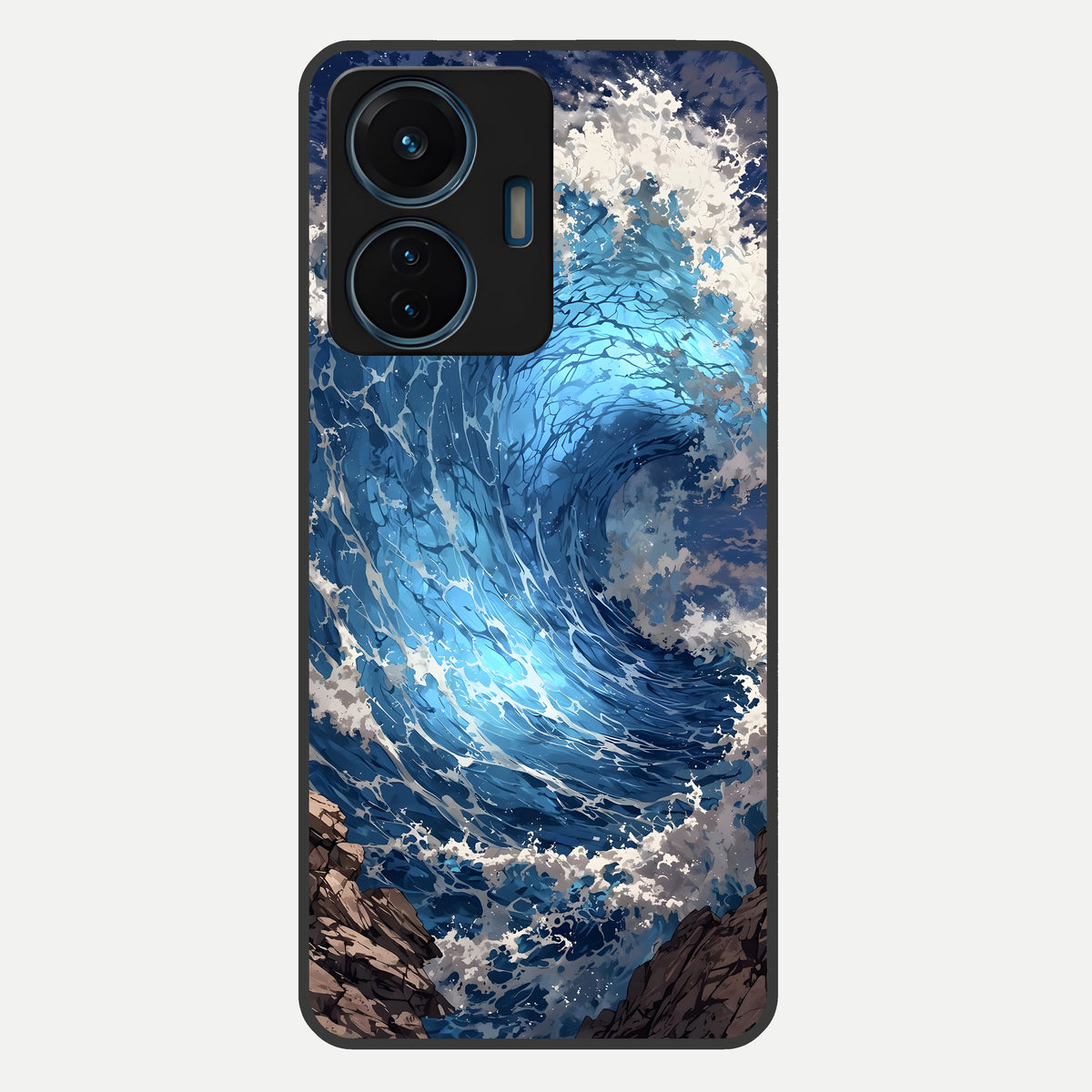  Giant Ocean Wave Glass Case For iQOO Z6 Lite 5G back cover – full design glossy printed glass finish