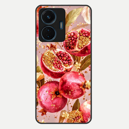  Golden Bloom Glow Glass Case For iQOO Z6 Lite 5G back cover – full design glossy printed glass finish