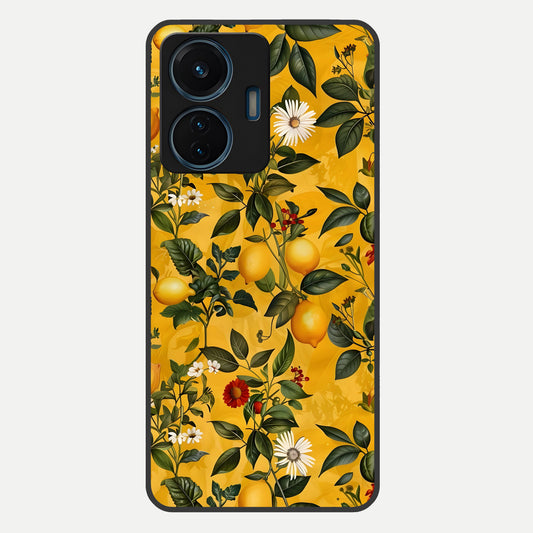  Golden Lemon Field Glass Case For iQOO Z6 Lite 5G back cover – full design glossy printed glass finish