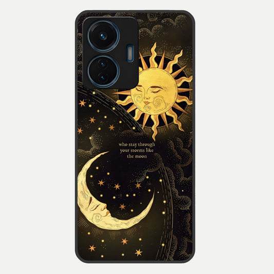  Golden Lunar Love Glass Case For iQOO Z6 Lite 5G back cover – full design glossy printed glass finish