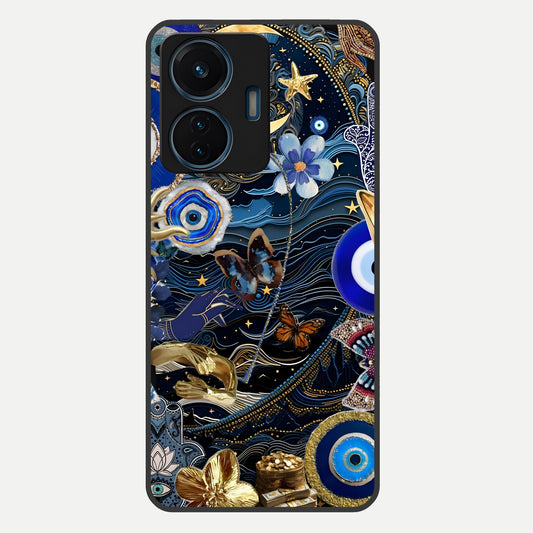  Golden Moon Magic Glass Case For iQOO Z6 Lite 5G back cover – full design glossy printed glass finish