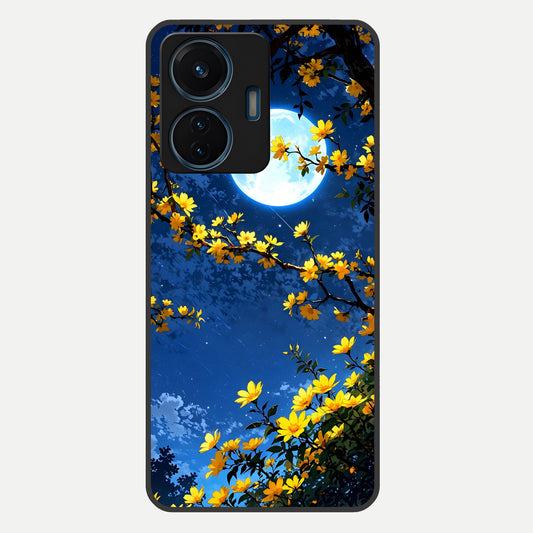 Golden Night Glow Glass Case For iQOO Z6 Lite 5G back cover – full design glossy printed glass finish