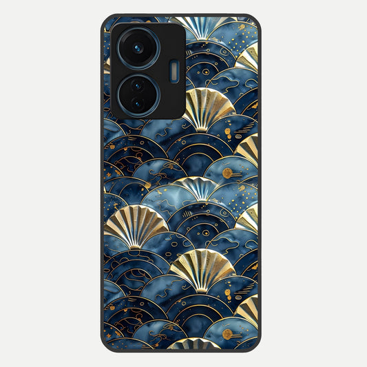  Golden Wave Luxe Glass Case For iQOO Z6 Lite 5G back cover – full design glossy printed glass finish