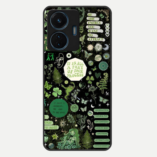  Green Mandala Pattern Glass Case For iQOO Z6 Lite 5G back cover – full design glossy printed glass finish