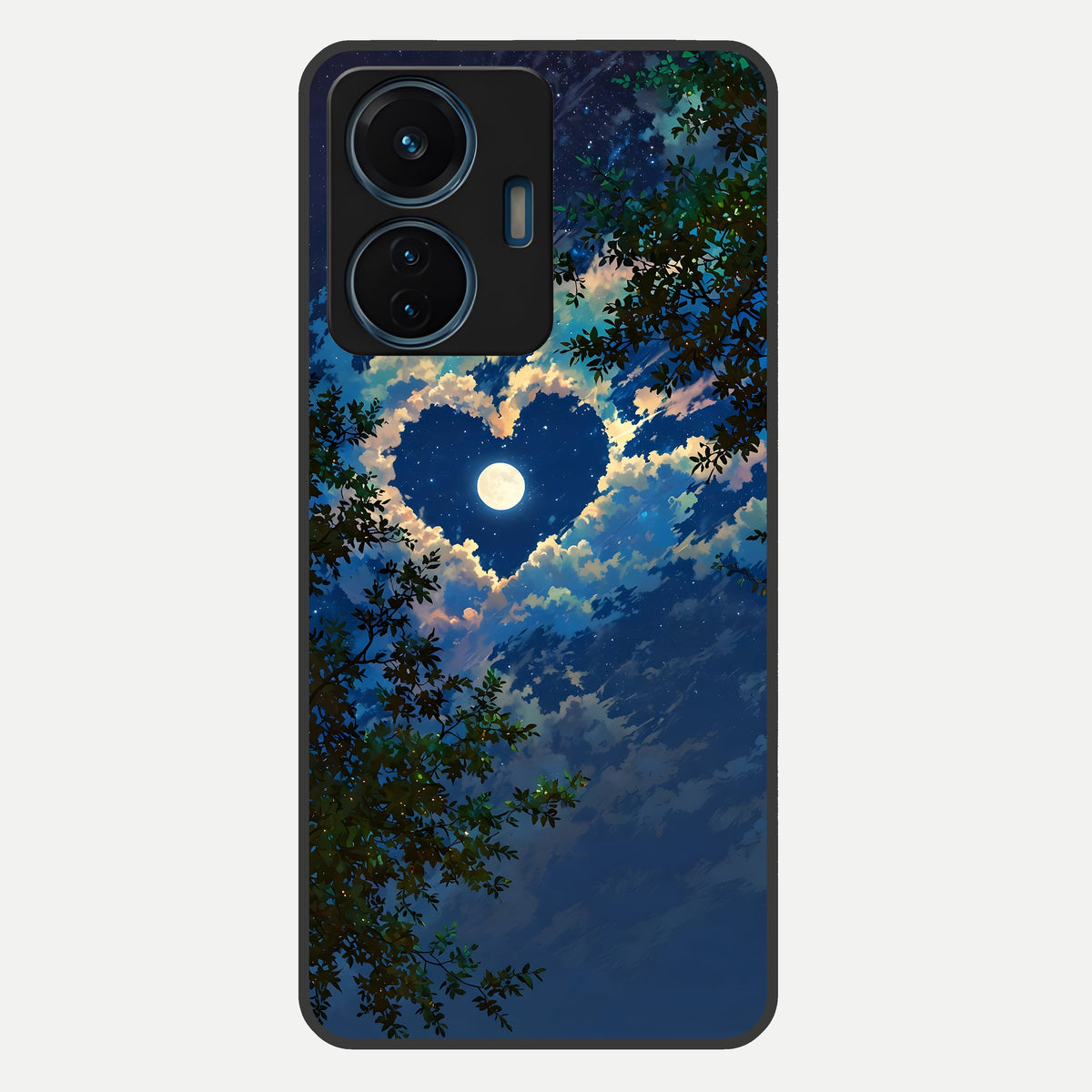  Heart With Moon Sky Glass Case For iQOO Z6 Lite 5G back cover – full design glossy printed glass finish