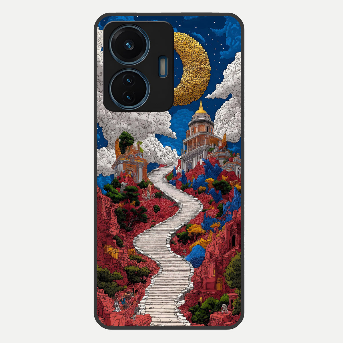 Heavenly Moon Path Glass Case For iQOO Z6 Lite 5G back cover – full design glossy printed glass finish