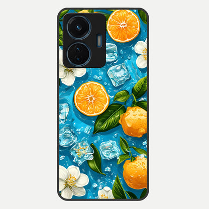  Ice Cube With Orange Glass Case For iQOO Z6 Lite 5G back cover – full design glossy printed glass finish