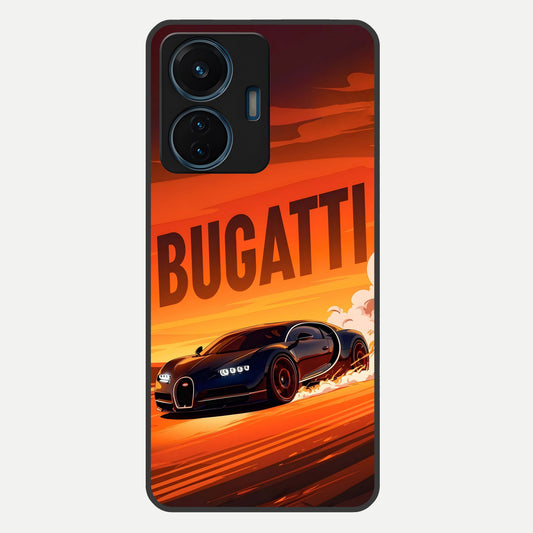  Inferno Bugatti Storm Glass Case For iQOO Z6 Lite 5G back cover – full design glossy printed glass finish