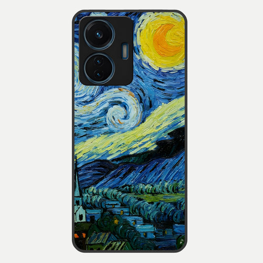  Inspired Van Gogh Art Glass Case For iQOO Z6 Lite 5G back cover – full design glossy printed glass finish