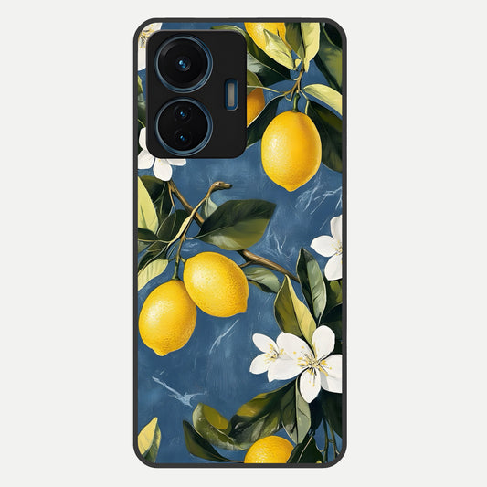  Lemon Dream Garden Glass Case For iQOO Z6 Lite 5G back cover – full design glossy printed glass finish