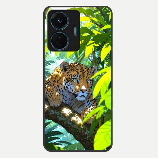  Leopard in Jungle Glass Case For iQOO Z6 Lite 5G back cover – full design glossy printed glass finish