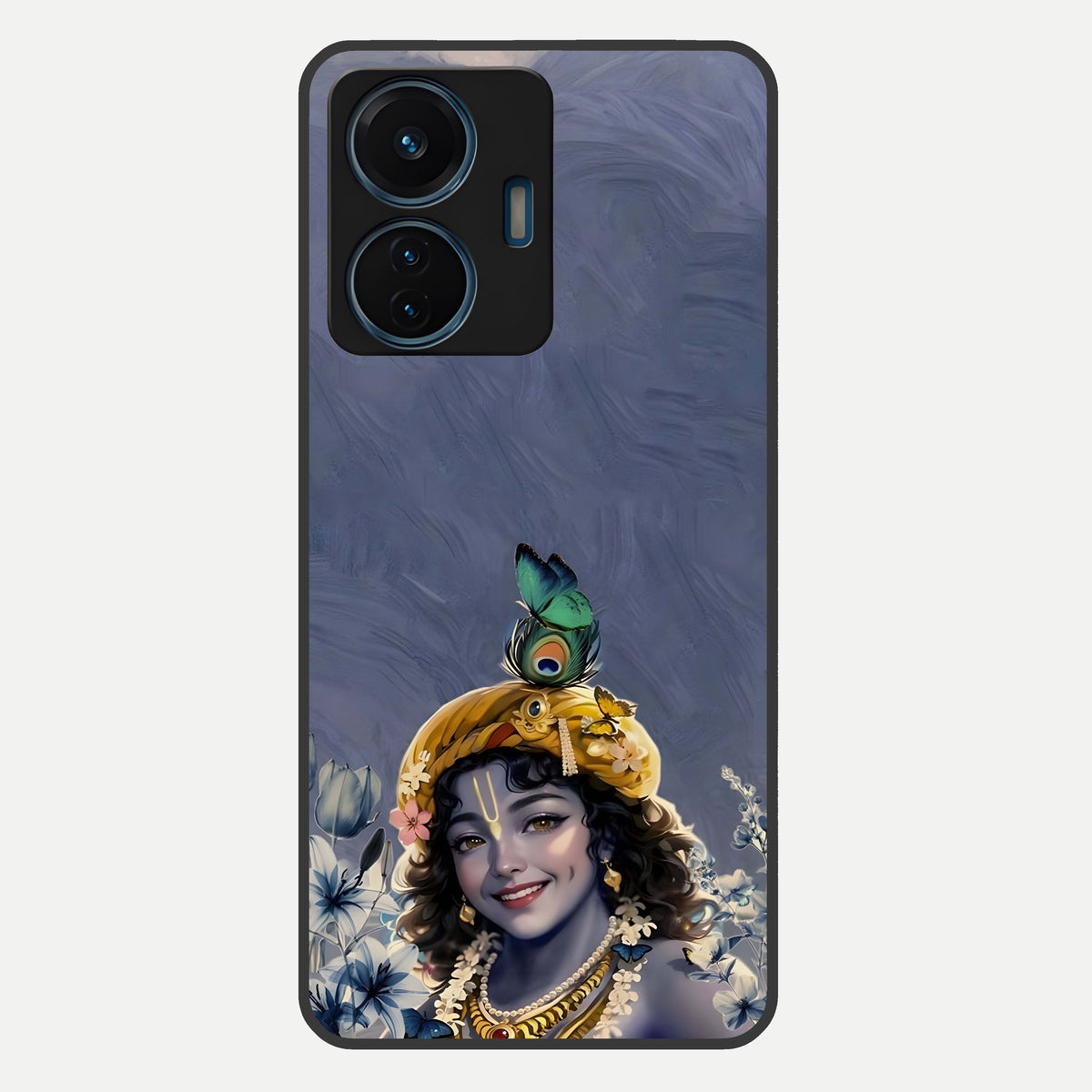  Lord Krishna Glass Case For iQOO Z6 Lite 5G back cover – full design glossy printed glass finish