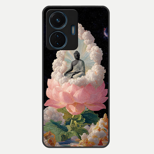  Lotus Divine Peace Glass Case For iQOO Z6 Lite 5G back cover – full design glossy printed glass finish