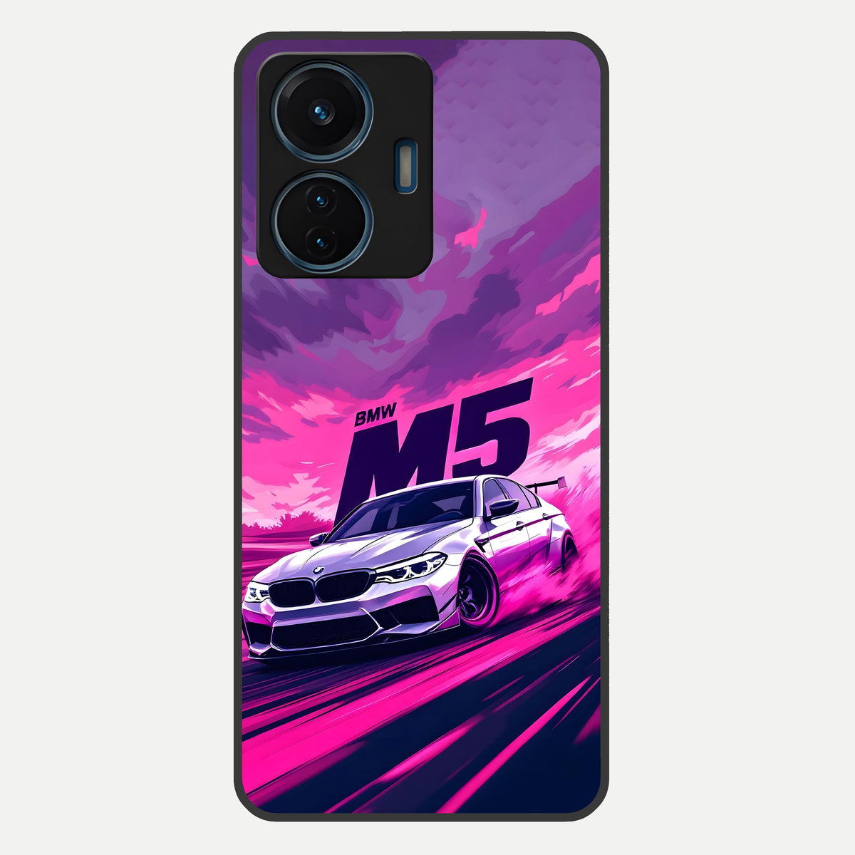  MS Neon Car Glass Case For iQOO Z6 Lite 5G back cover – full design glossy printed glass finish
