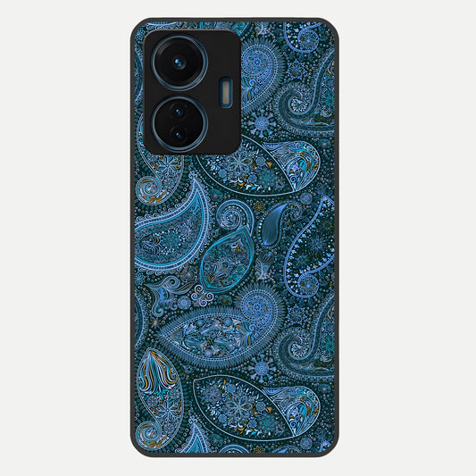  Midnight Paisley Glow Glass Case For iQOO Z6 Lite 5G back cover – full design glossy printed glass finish