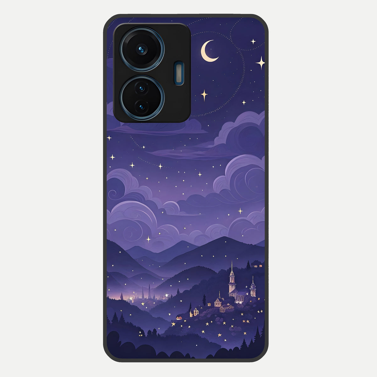  Minimal Night View Glass Case For iQOO Z6 Lite 5G back cover – full design glossy printed glass finish