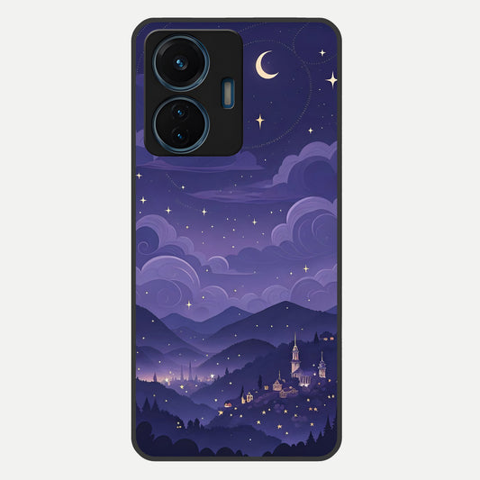  Minimal Night View Glass Case For iQOO Z6 Lite 5G back cover – full design glossy printed glass finish