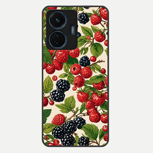 Mixed Berry Collage Glass Case For iQOO Z6 Lite 5G back cover – full design glossy printed glass finish