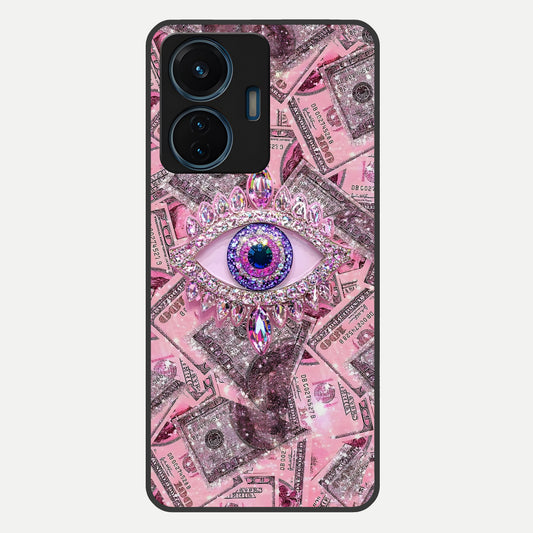  Money Eye Luxe Glass Case For iQOO Z6 Lite 5G back cover – full design glossy printed glass finish