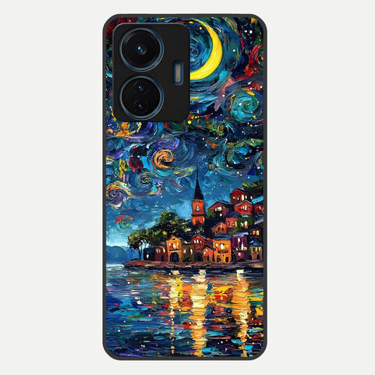  Moonlight Harbor Glow Glass Case For iQOO Z6 Lite 5G back cover – full design glossy printed glass finish