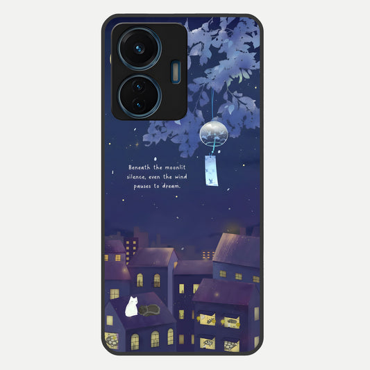  Moonlit Cat Silence Glass Case For iQOO Z6 Lite 5G back cover – full design glossy printed glass finish