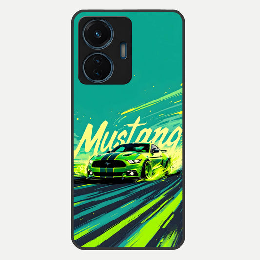  Mustang Bang Glass Case For iQOO Z6 Lite 5G back cover – full design glossy printed glass finish