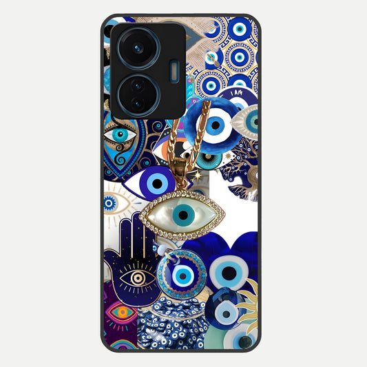  Mystic Charm Eye Glass Case For iQOO Z6 Lite 5G back cover – full design glossy printed glass finish