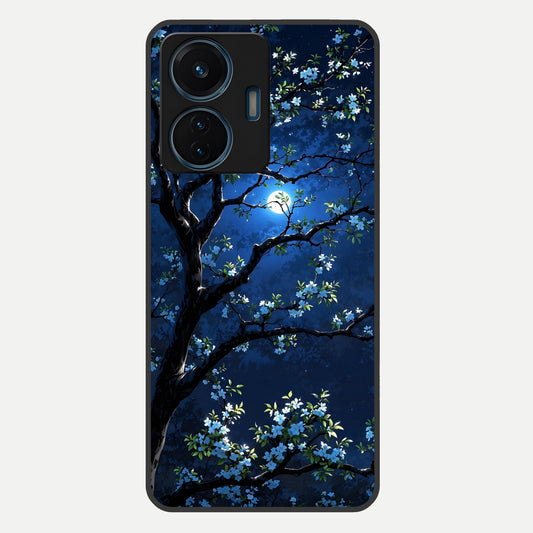  Mystic Floral Night Glass Case For iQOO Z6 Lite 5G back cover – full design glossy printed glass finish