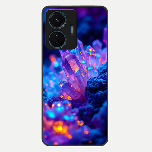 Neon Aura Shards Glass Case For iQOO Z6 Lite 5G back cover – full design glossy printed glass finish