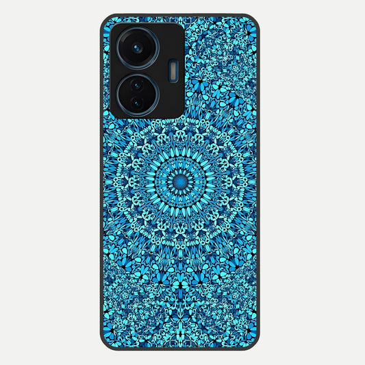  Ocean Bloom Mandala Glass Case For iQOO Z6 Lite 5G back cover – full design glossy printed glass finish