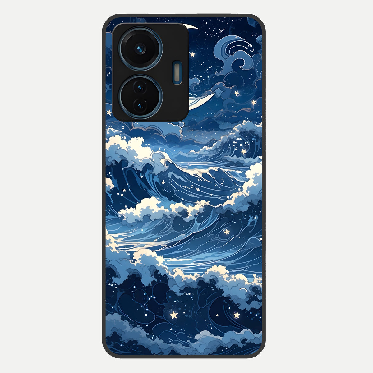  Ocean Moon Waves Glass Case For iQOO Z6 Lite 5G back cover – full design glossy printed glass finish
