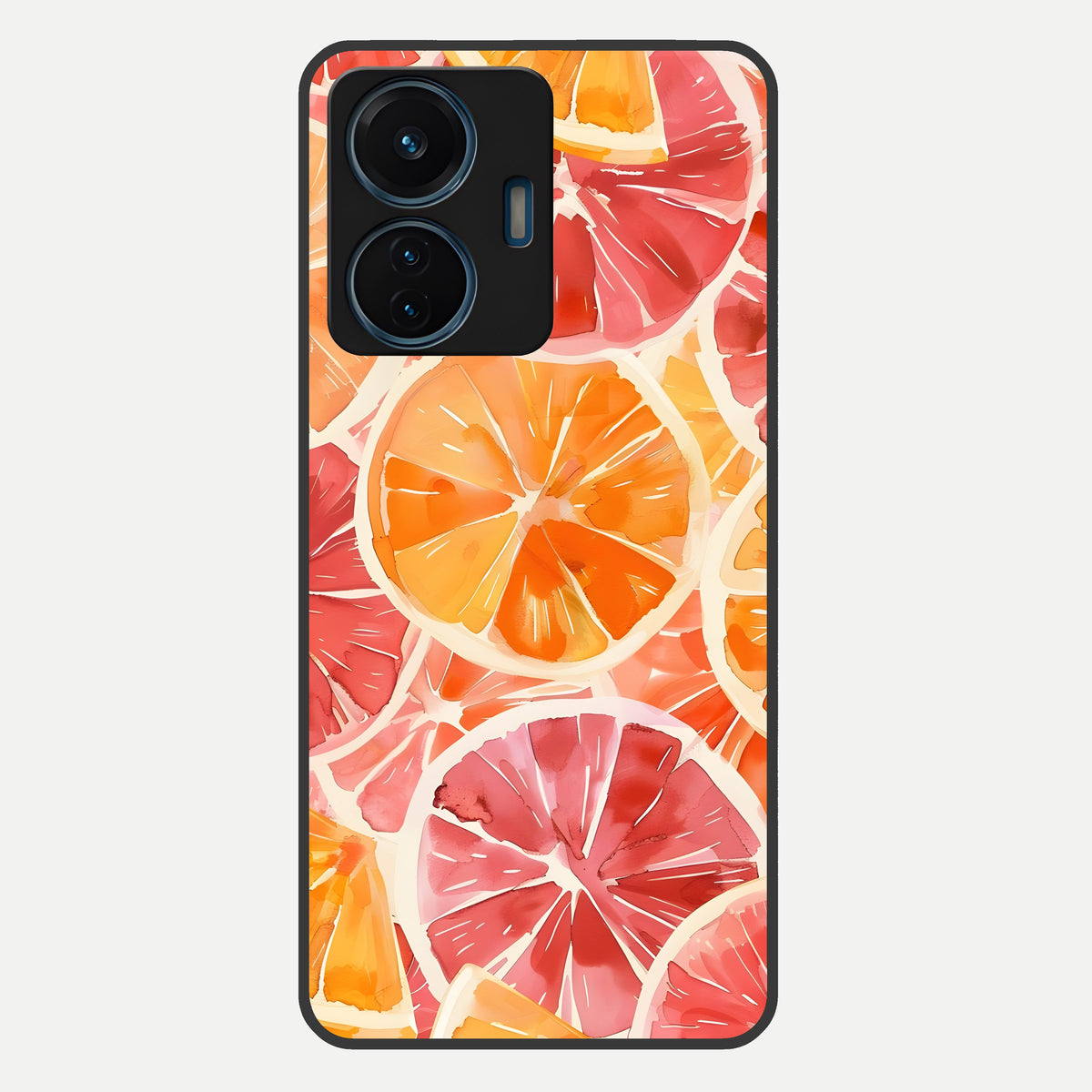  Orange Fruits Pattern Glass Case For iQOO Z6 Lite 5G back cover – full design glossy printed glass finish