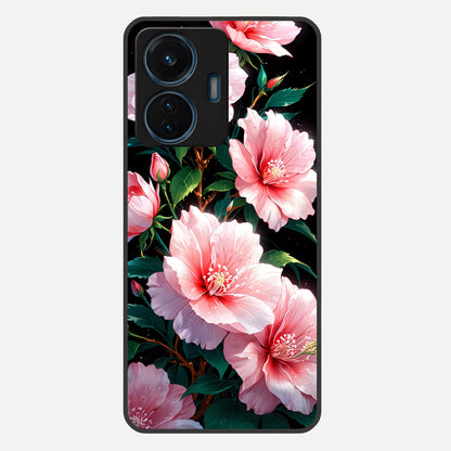  Peach Flower Glass Case For iQOO Z6 Lite 5G back cover – full design glossy printed glass finish