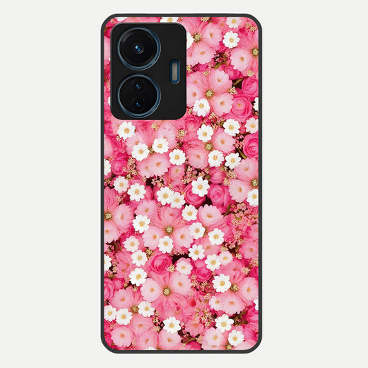  Pink Daisy Bliss Glass Case For iQOO Z6 Lite 5G back cover – full design glossy printed glass finish