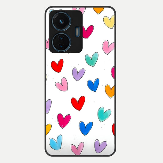  Playful Love Doodles Glass Case For iQOO Z6 Lite 5G back cover – full design glossy printed glass finish