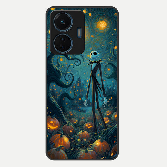  Pumpkin Moon Night Glass Case For iQOO Z6 Lite 5G back cover – full design glossy printed glass finish
