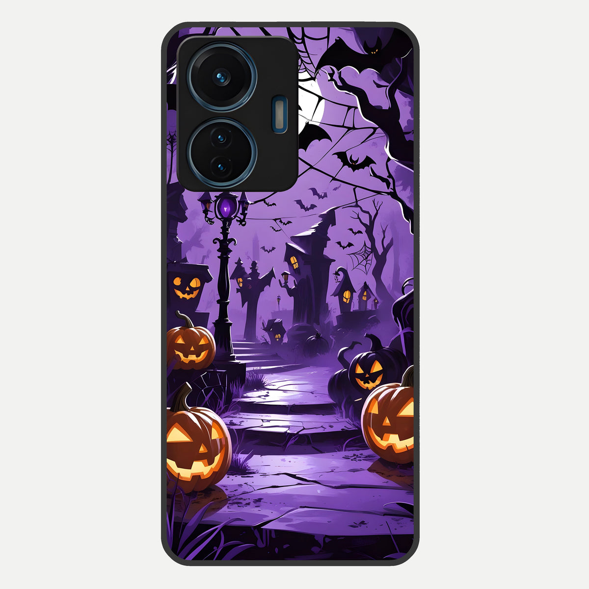  Pumpkin Patch Halloween Glass Case For iQOO Z6 Lite 5G back cover – full design glossy printed glass finish