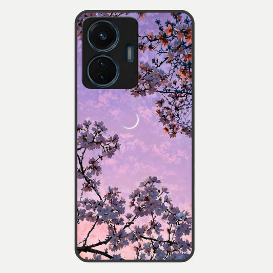  Purple Serenity Moon Glass Case For iQOO Z6 Lite 5G back cover – full design glossy printed glass finish