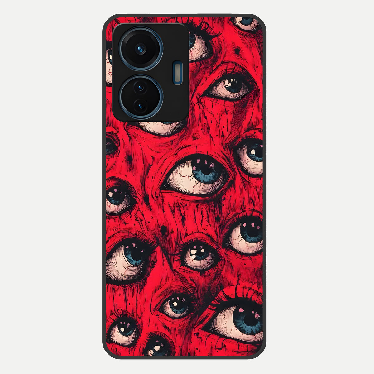  Red Eyes Pattern Glass Case For iQOO Z6 Lite 5G back cover – full design glossy printed glass finish