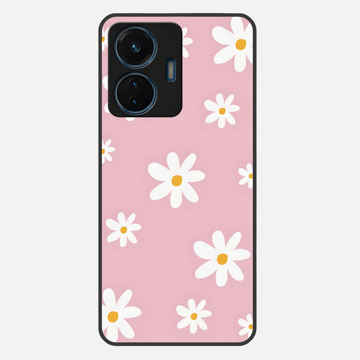  Soft Daisy Bliss Glass Case For iQOO Z6 Lite 5G back cover – full design glossy printed glass finish