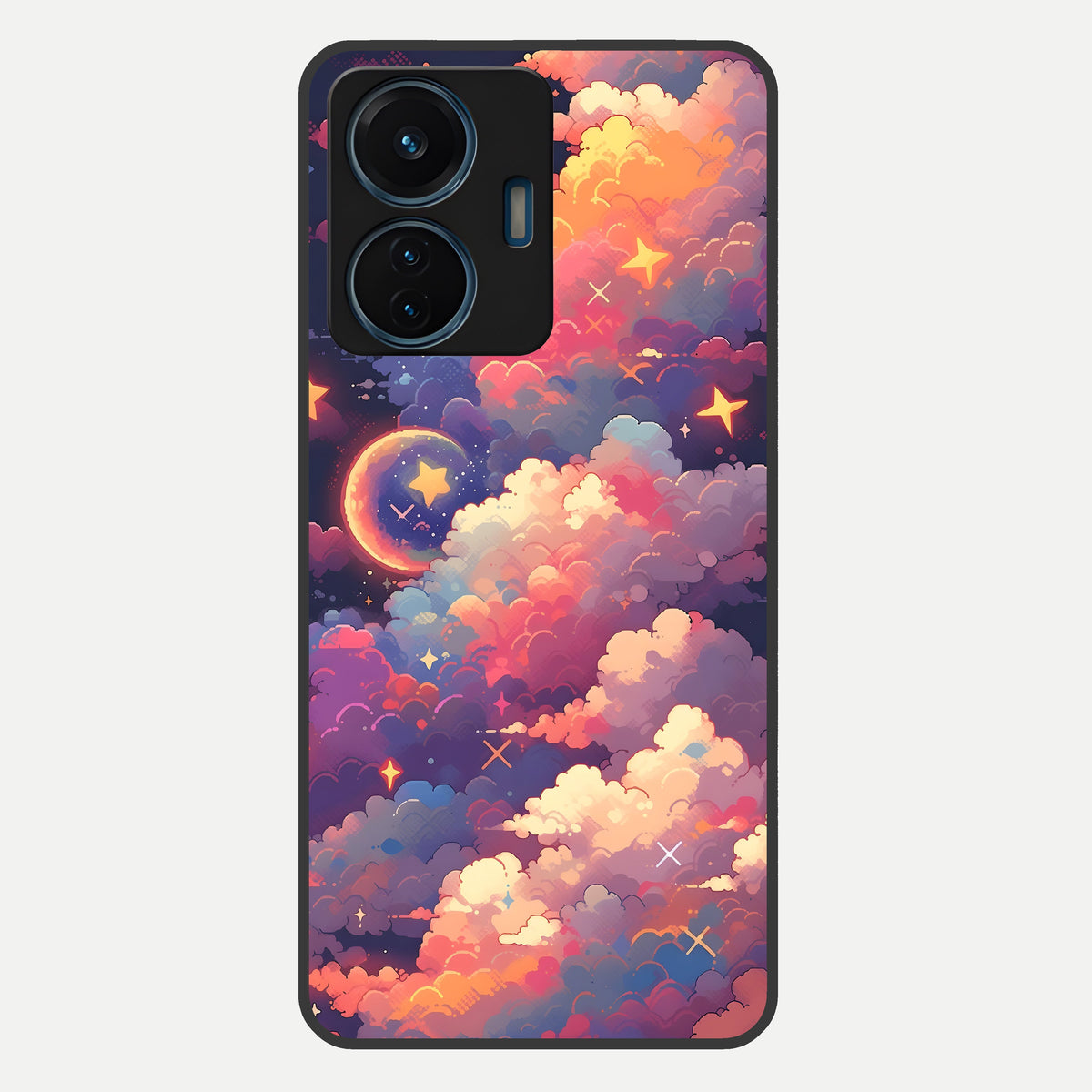  Starlit Dream Clouds Glass Case For iQOO Z6 Lite 5G back cover – full design glossy printed glass finish