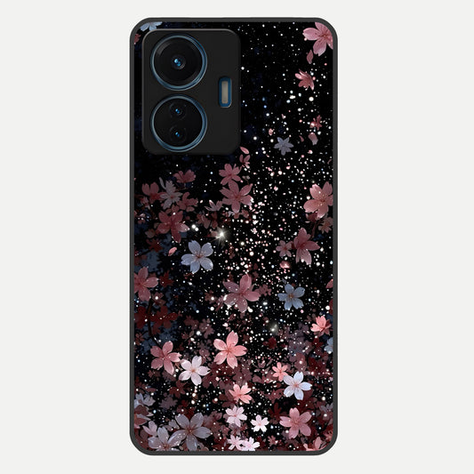  Starlit Flower Dreams Glass Case For iQOO Z6 Lite 5G back cover – full design glossy printed glass finish