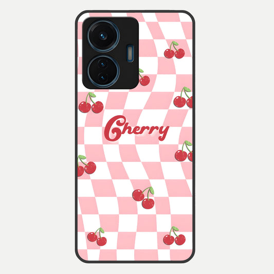  Sweet Cherry Vibes Glass Case For iQOO Z6 Lite 5G back cover – full design glossy printed glass finish